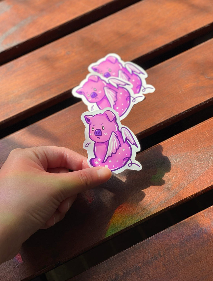 Flying Pig Grumpy Sticker