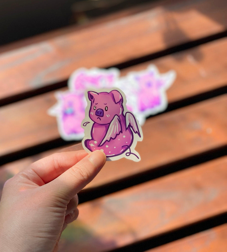 Flying Pig Grumpy Sticker