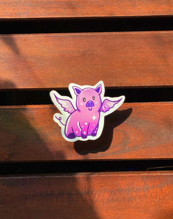 Flying Pig Smiling Sticker