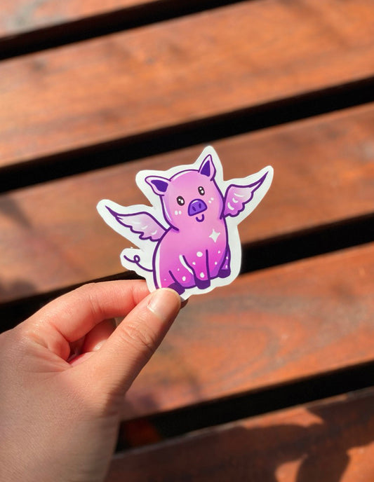 Flying Pig Smiling Sticker