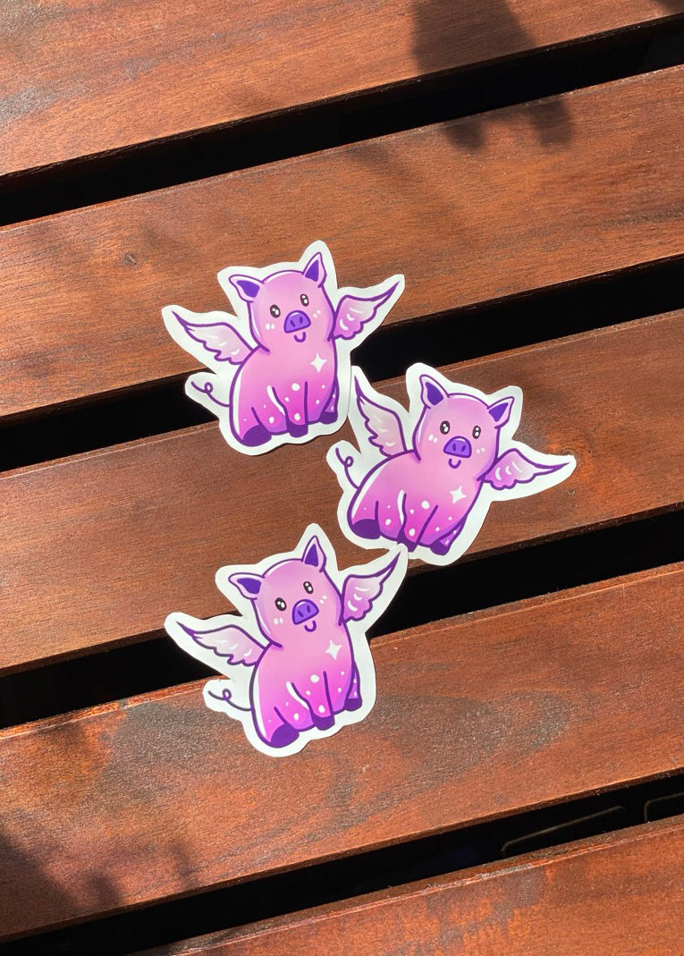 Flying Pig Smiling Sticker