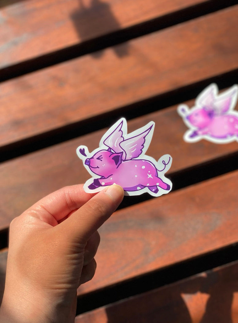 Flying Pig Jumping Sticker