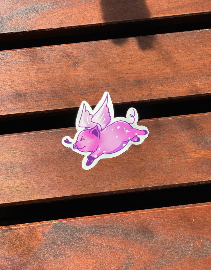 Flying Pig Jumping Sticker