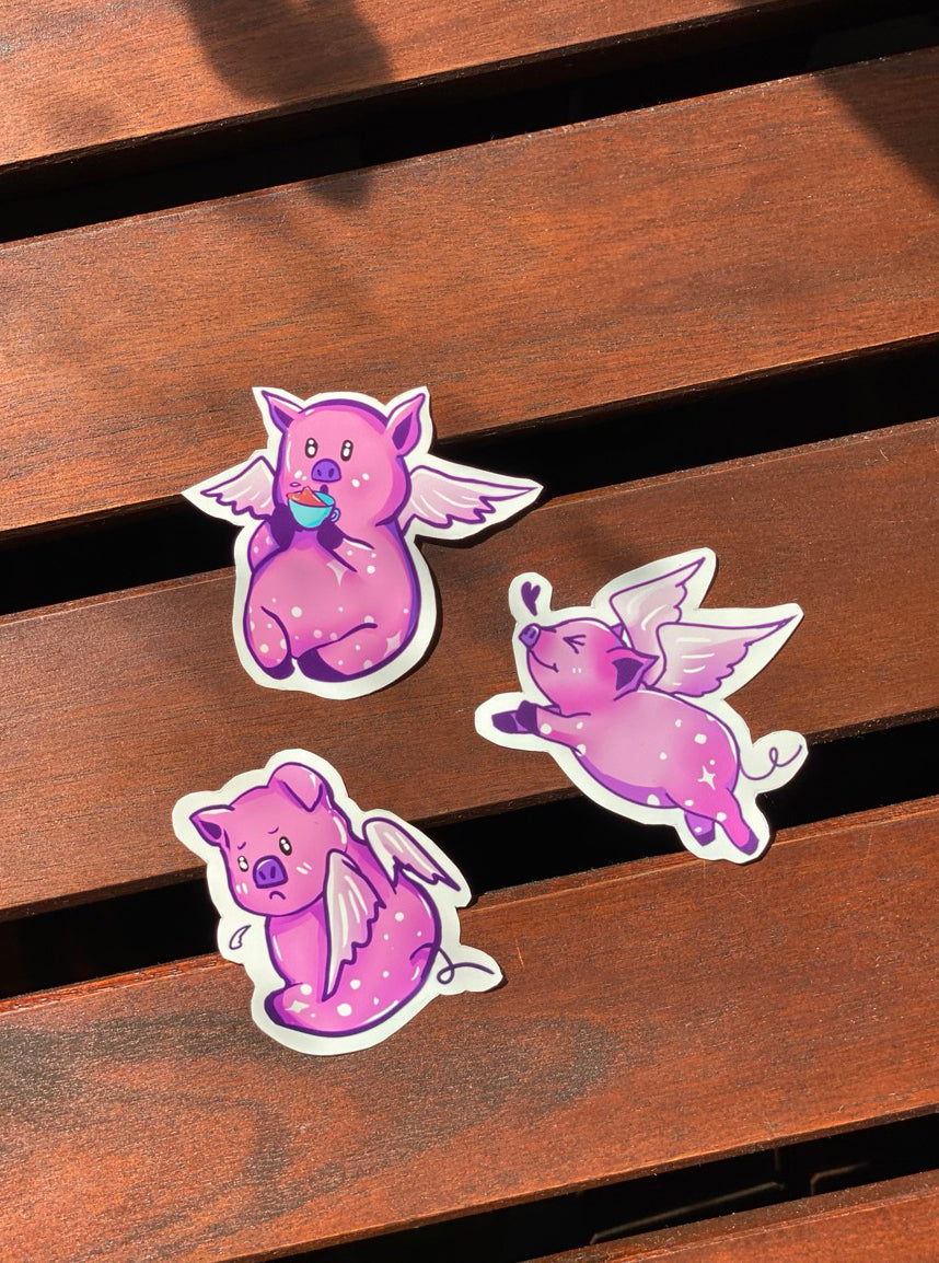 Flying Pig Grumpy Sticker