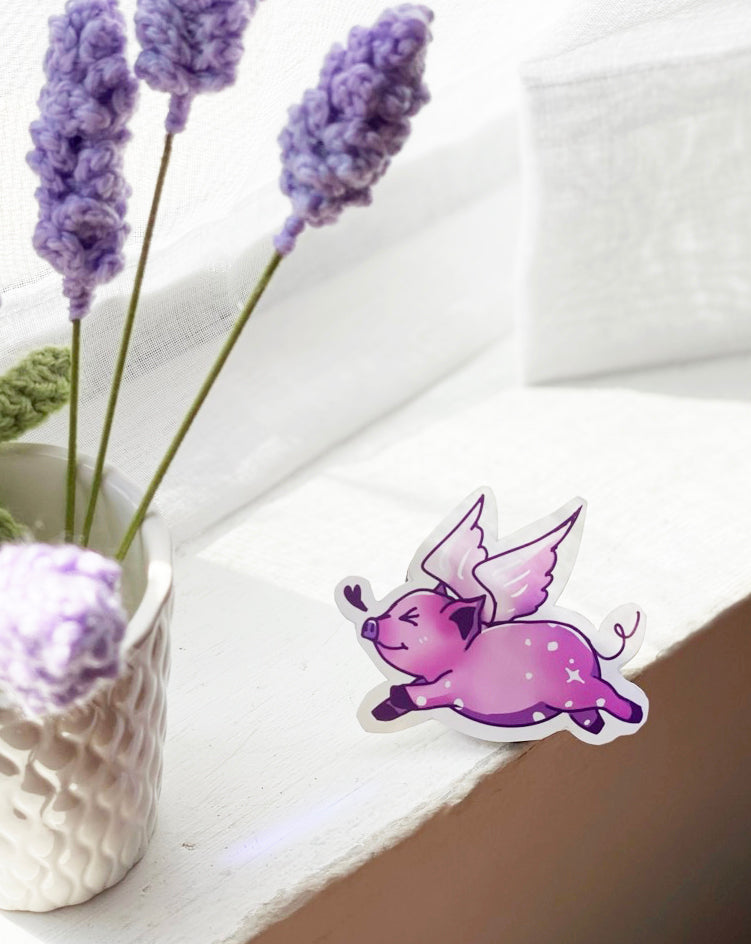 Flying Pig Jumping Sticker